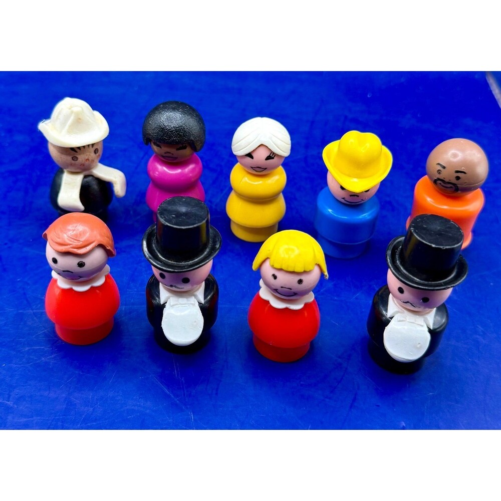 Vintage FishVintage 1970s Fisher Price Little People Lot 9 Jumbo Chunky Figures